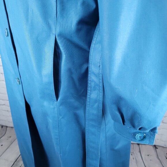 VTG London Fog Maincoats Blue Belt Thinsulate Zip Liner Overcoat Trench USA 14R - Picture 10 of 16